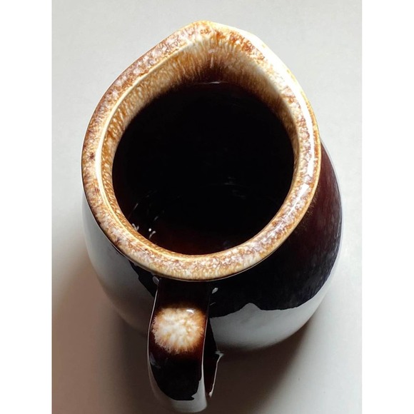 Vintage Hull Oven Proof Brown Drip Creamer Pitcher 4 1/2 in. - Picture 3 of 9